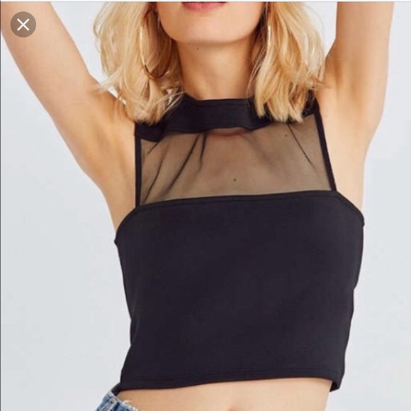 LF Tops - mesh black crop top